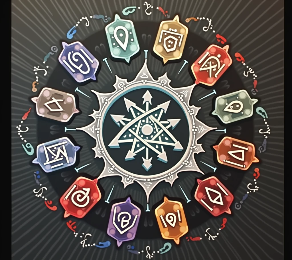 Thirteen squares with ancient mysterious symbols,