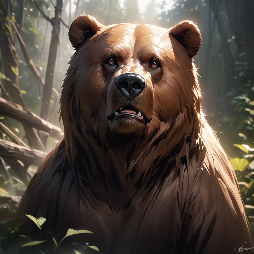 best quality, masterpiece, realistic, detailed, brown bear,
