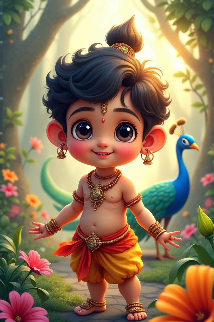 God murugar with peacock creative cute smiling boy pic