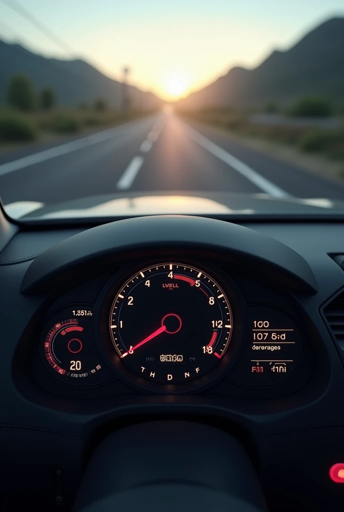 car dashboard showing fuel gauge close to empty, with a long road background to symbolize the increase in consumption