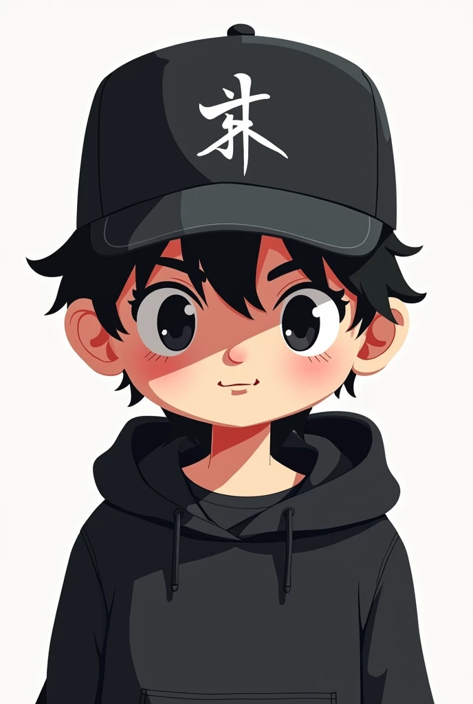 Make an image of an incognito boy with an all-black cap in logo version to put on social networks