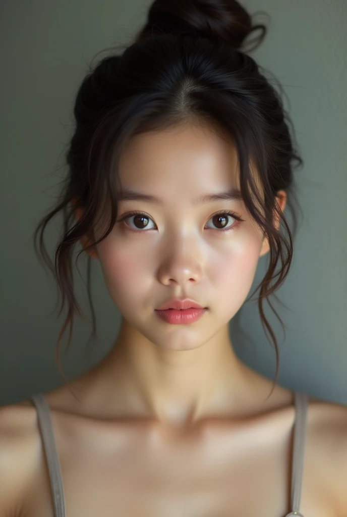 Beautiful Asian Korean teenage girl, fair skin, naked, no clothes.