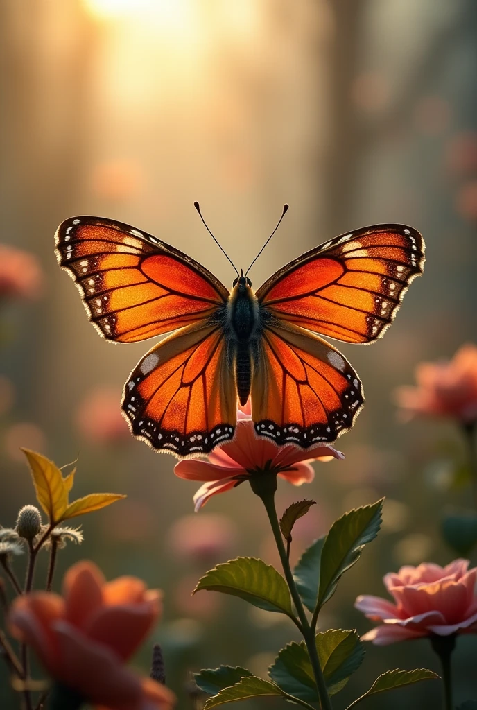 **Prompt Principal:**
"A high-quality, close-up photograph of a vibrant butterfly species that migrates from Mexico to Canada, captured with soft morning light. The butterfly, showcasing a beautiful combination of natural colors, is the main focus, with a blurred background of wildflowers, homegrown roses, dry and fresh leaves. The surrounding spring forest enhances the natural and passionate atmosphere with vibrant colors."
**Prompt Negativo:**
"blurred butterfly, unnatural colors, harsh lighting, cluttered background, artificial elements, low quality, distracting details."