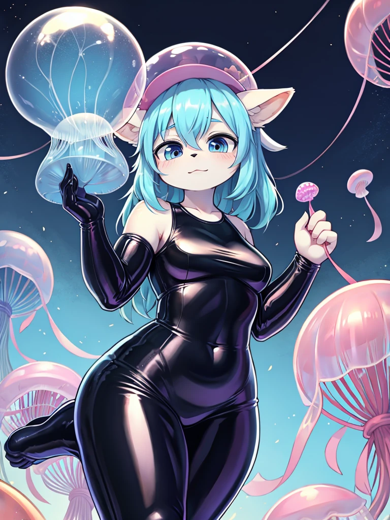 Holding a deflated balloon , Jellyfish , rubber , ooze