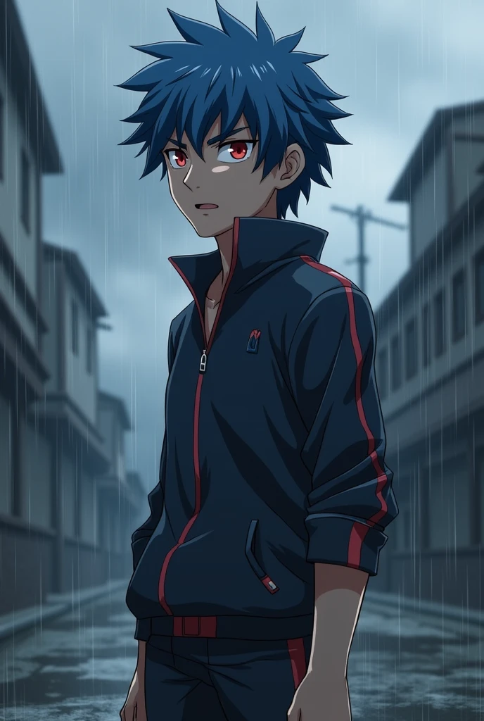 Beyblade kai hiwatari standing in rain