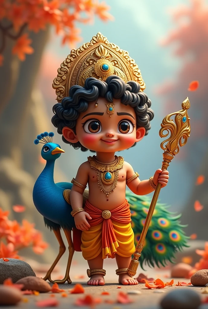 God murugar with peacock and vel creative cute smiling boy pic more effective