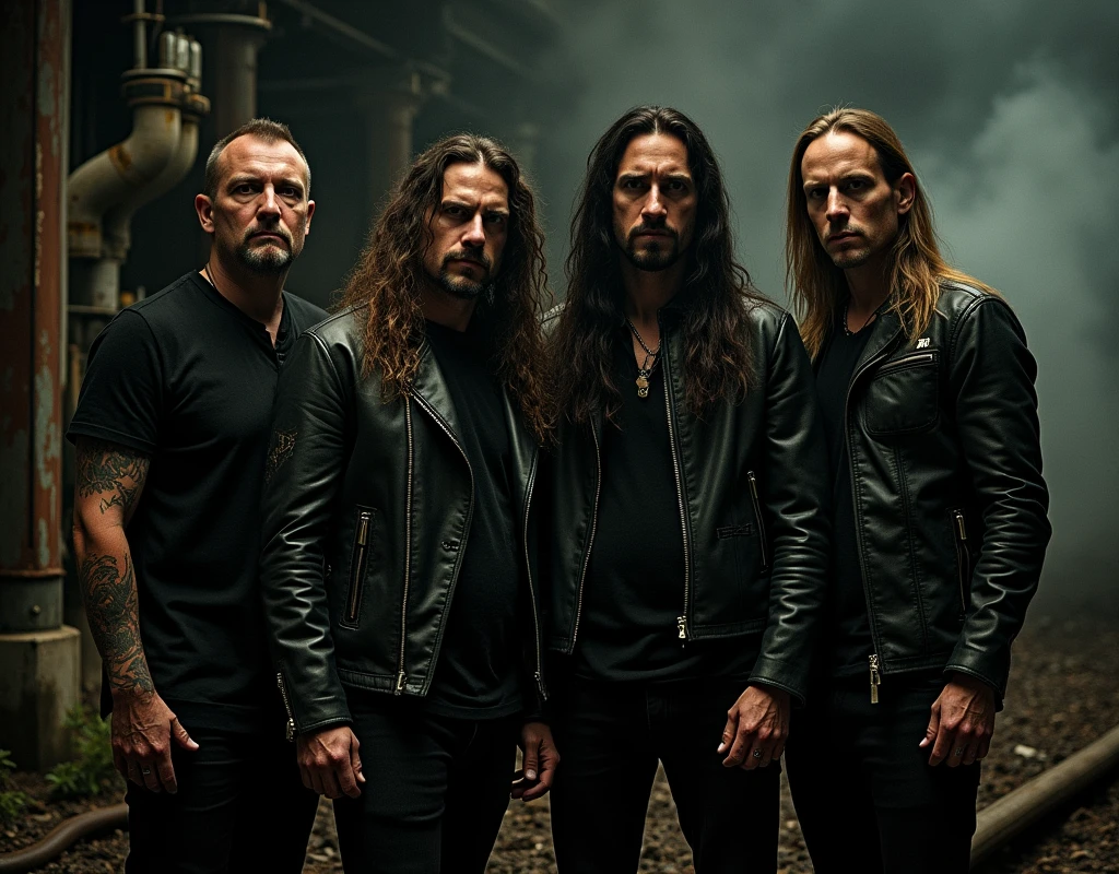 Create a concept photo for a four-piece metal band