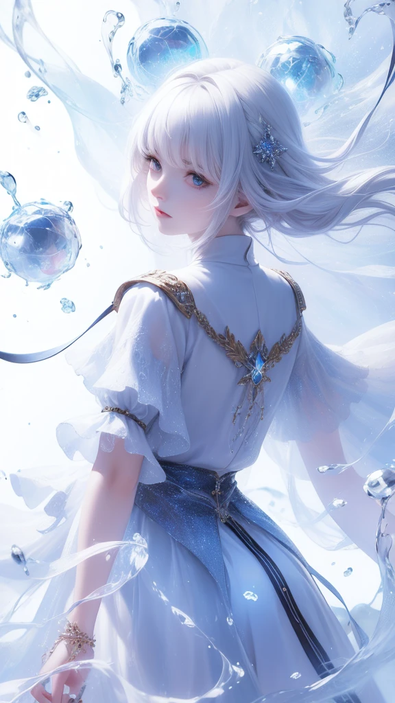 ((masterpiece)), (((best quality))), ((ultra-detailed)), ((illustration)),[realism light effect],shadow,(Fantasy style),(white background:1.6), simple background, (earth theme),(a cloak)[(hair focus,((1girl)),[(big slime hair): (cloud hair):0.3], (hair on background),(high saturation),(hair surrounded by galaxy splashes),)):((her hair is becoming galaxy clouds,:1.27628), (hair and clothes is galaxy clouds and cluster of stars:1.1025),(a cloak is becoming galaxy clouds)