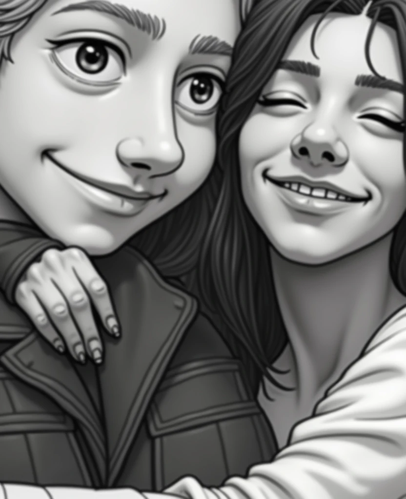 Two people hugging 