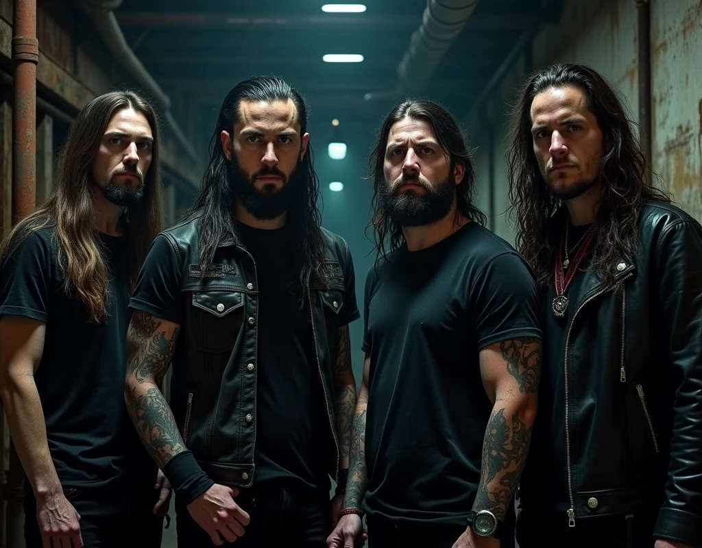 Create a concept photo for a four-piece metal band