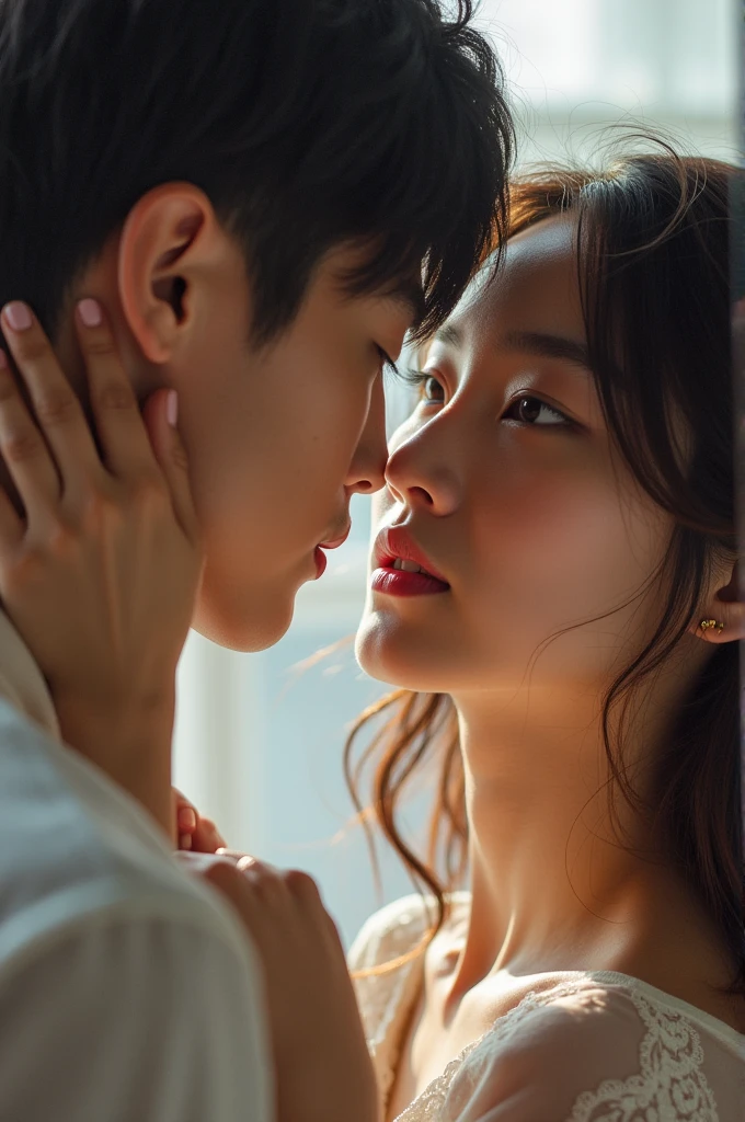 Korean girl touching male member 