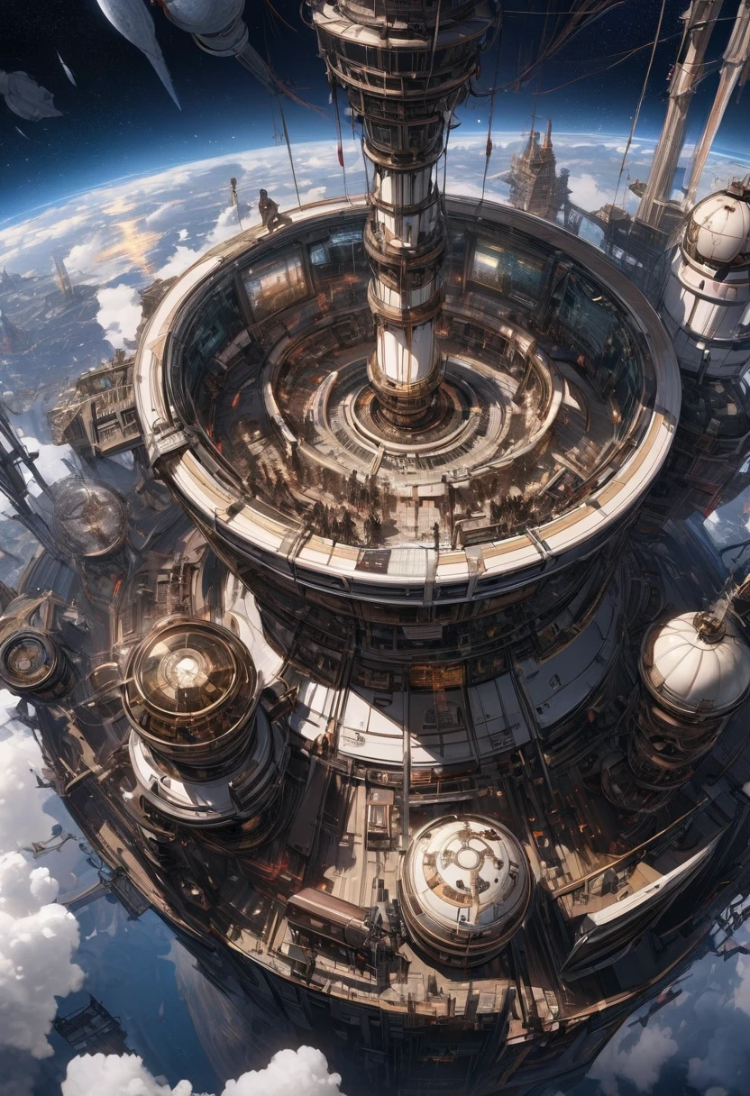 (Highest quality, 4K, Super detailed, High resolution, masterpiece: 1.2),Characters seen from afar: There are characters that can be seen from afar, Located on a high observation deck. Small compared to the surrounding area, Emphasize the size of the ship. The character is wearing a space suit, With flashing lights and mechanical details.
Space View: From the opening of the ship, A vast starry sky can be seen. The stars are unevenly distributed, Create a variety of densities、Suggests the distance of some celestial objects.