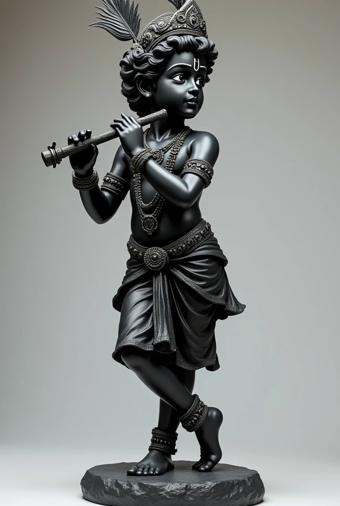 Young Shree krishna full black
sculpture with a flute