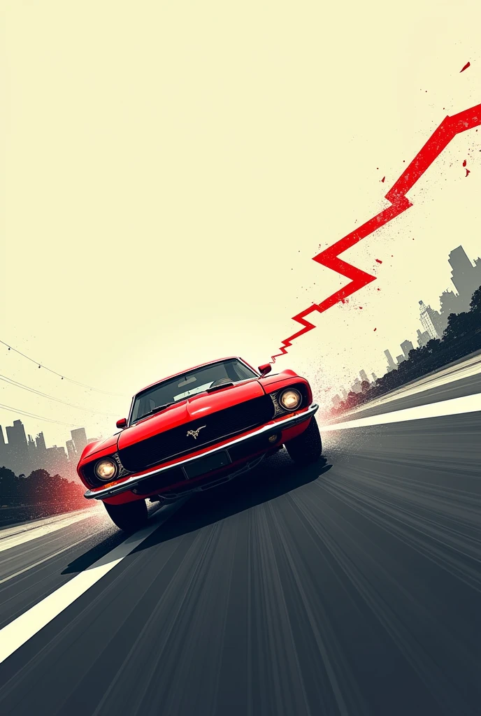 A photo of a moving car with an irregular trajectory line drawn, symbolizing instability in direction.