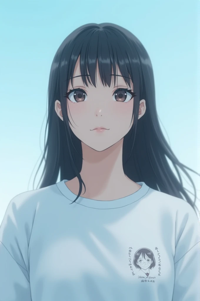 a close up of a person wearing a shirt with a picture of a woman on it, jk uniform, wearing school uniform, wearing in shirt, girl wearing uniform, wearing a school uniform, school uniform, seifuku, plain uniform sky at the back, wearing a shirt, white uniform, uniform plain sky, wearing a light shirt, magical school student uniform