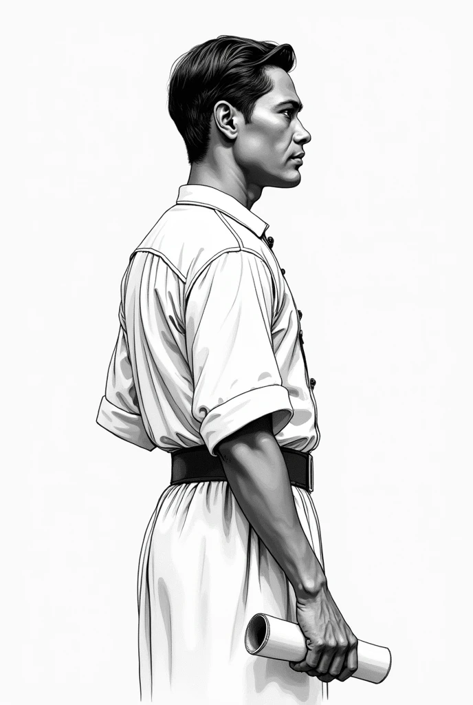 Can you provide me a picture of andres bonifacio side view to the right with hand rolled paper black and white like a simple one