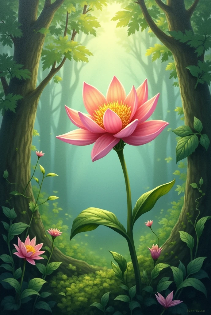 Flower in forest painting