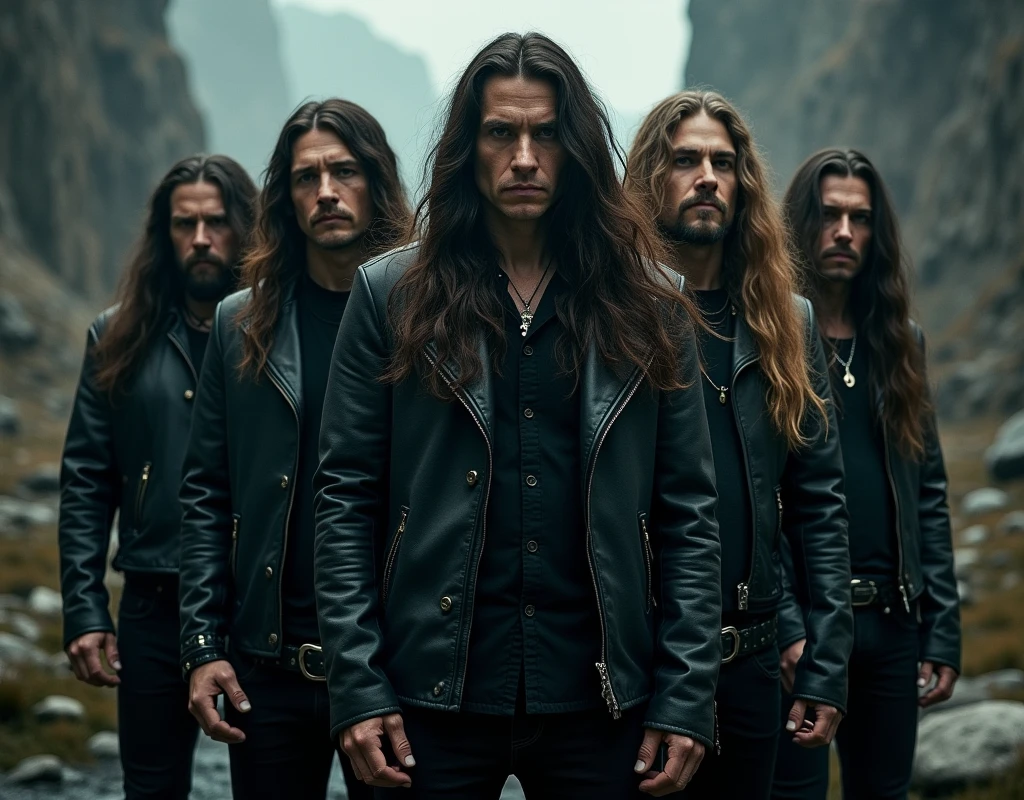 Create a concept photo for a male metal band