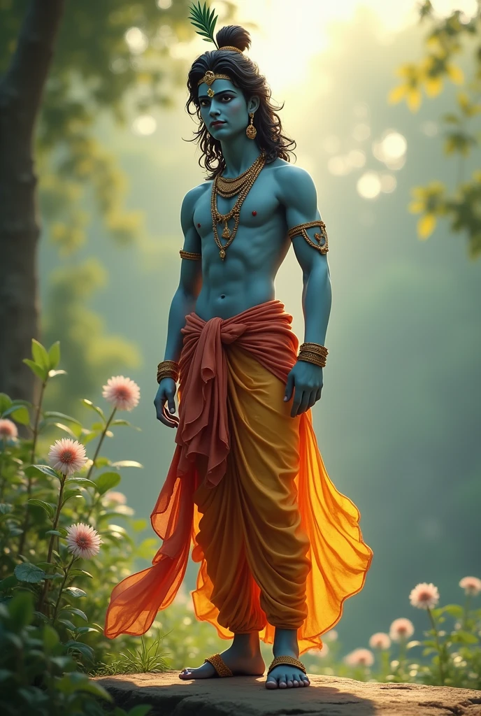 Make like lord krishna just change cloth and colour don't change image face