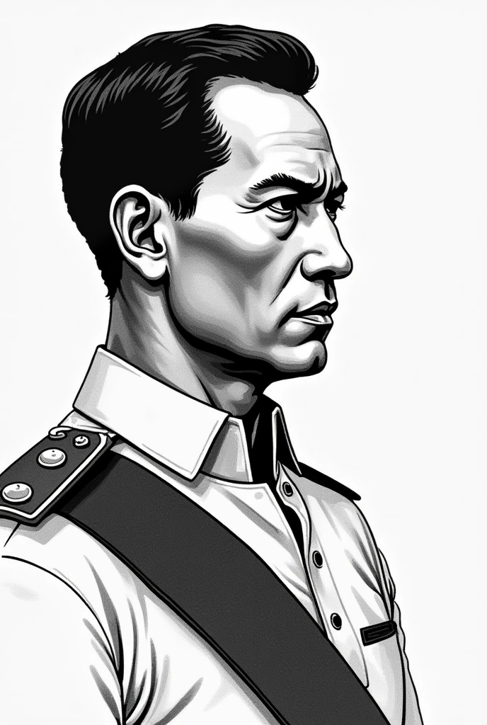 Can you provide me a picture of andres bonifacio side view to the right with made with simple hand rolled paper black and white like a simple one