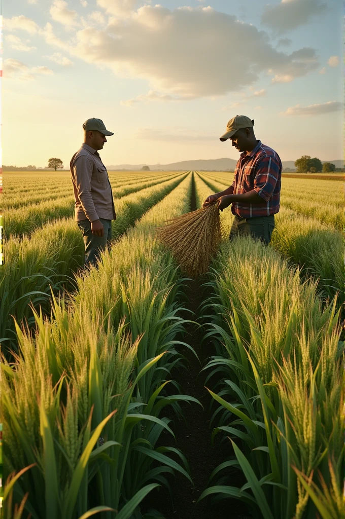 Where they are harvesting crops on the land