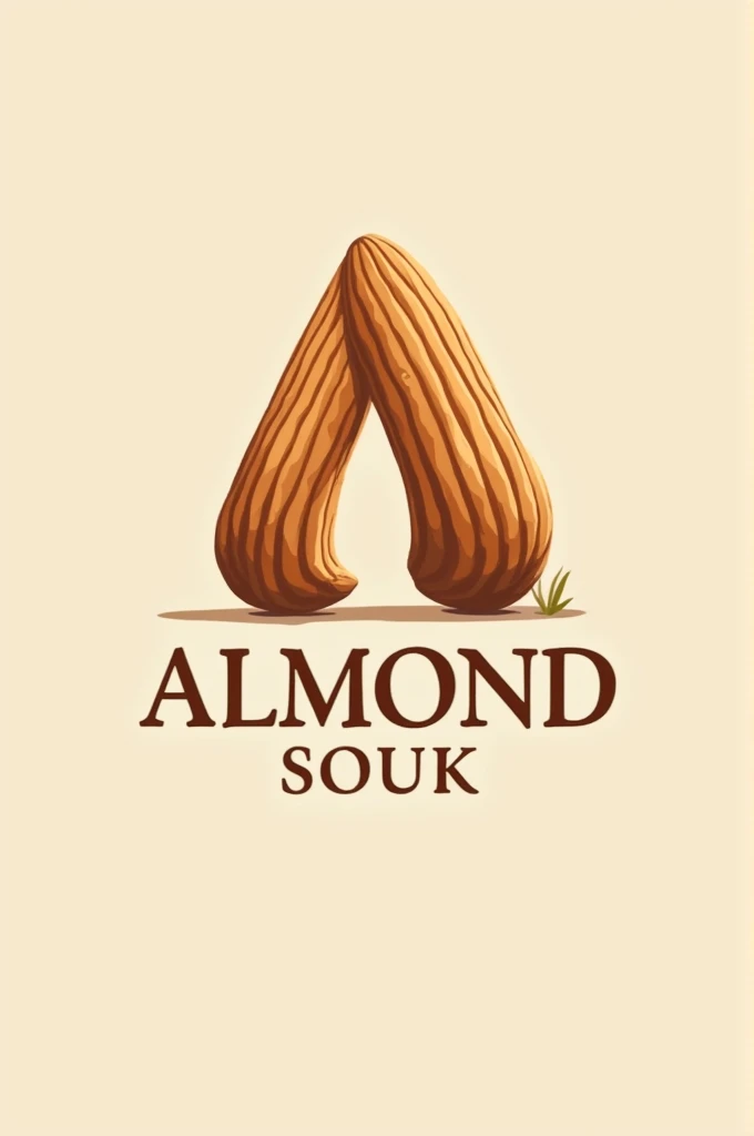 A logo for dry fruits shop named Almond Souk in which A is formed of an almond