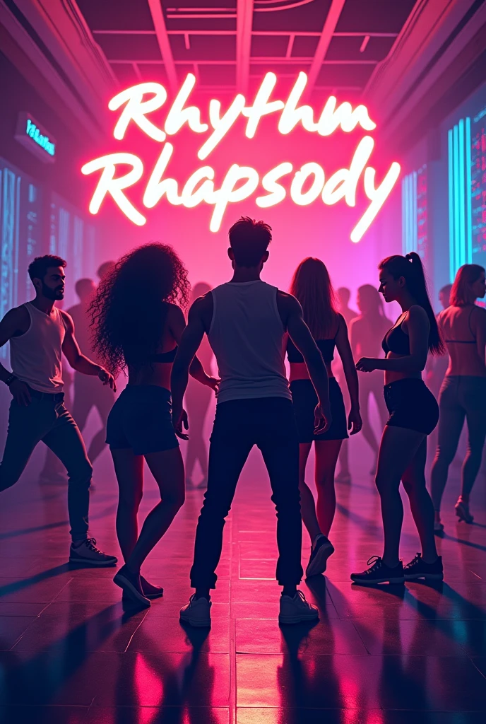 Dance club named rhythm rhapsody , poster for university dance club