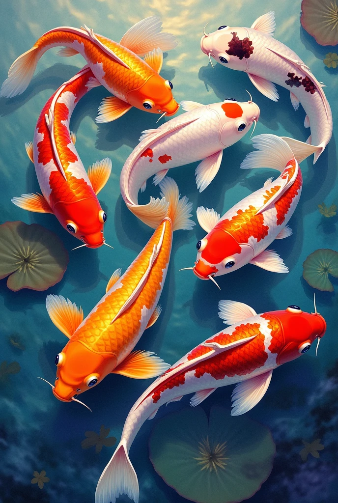 Creative 9 koi painting 