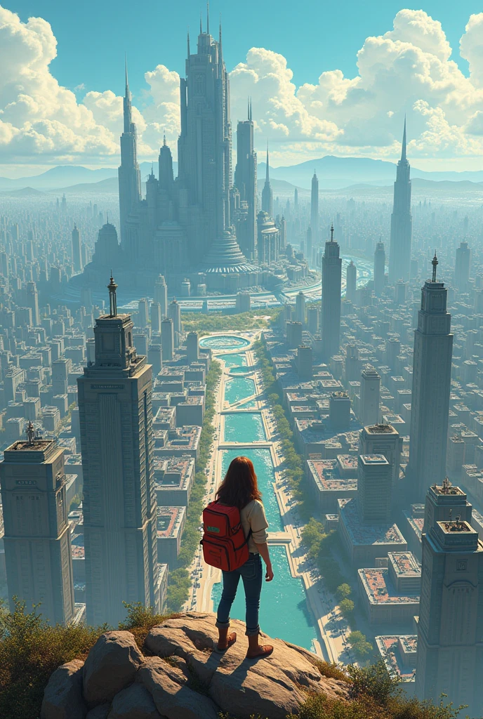 SCENE 1: Ellie's Arrival in Setrópolis Narration: "Ellie, an intrepid explorer, arrives at the amazing city of Setropolis, where all citizens are groups. Your mission: understand how this unique city holds together."
content: Ellie watches the city from a hill, impressed by the organization and structure of the different districts. Here, The definition of a set is introduced by explaining that each inhabitant of the city is a set composed of elements.
