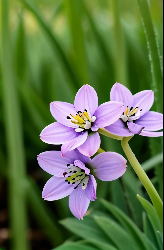 purple flowers with white stems in the grass in the sun, dew, spring, springs, by Hans , spring early morning, early spring, by Joan Ayling, dew drops, by Jan Rustem, grape hyacinth, dewdrops, by Jan Jahn, by rainer hosch, by Gerard Soest, beautiful!!!!!!!!!