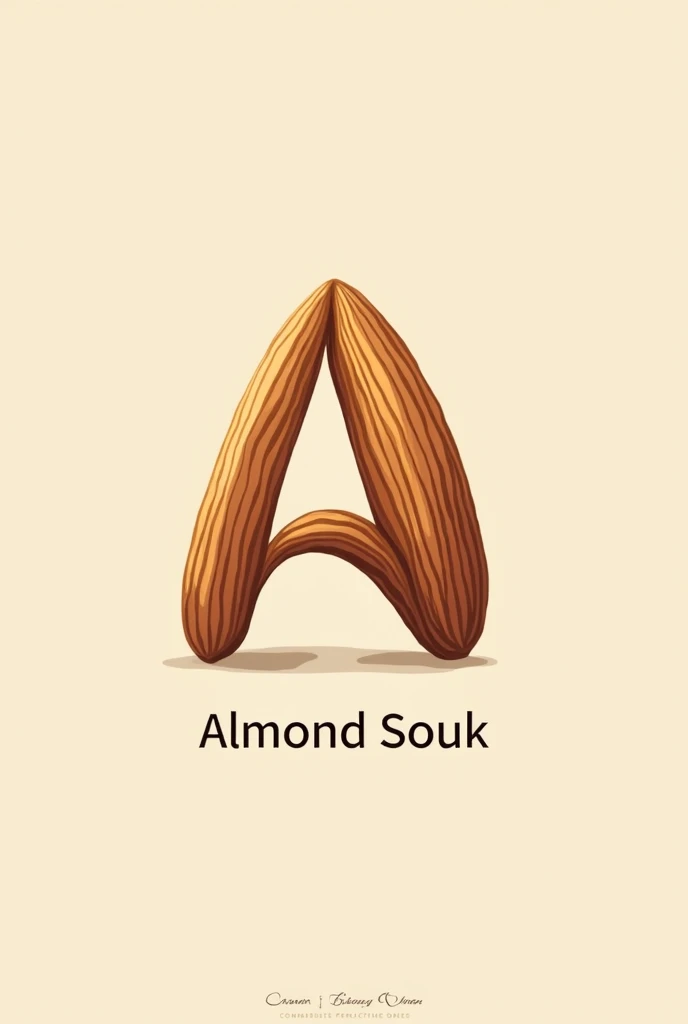 A logo for dry fruits shop named Almond Souk in which A is formed of an almond