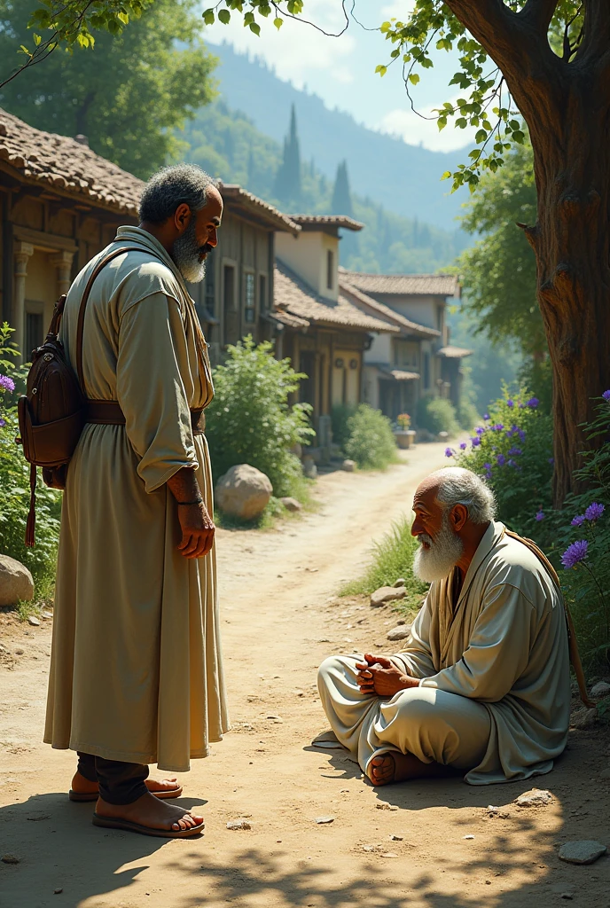 A man came on the road of the beautiful village and spoke to Baba, an Islamic dervish