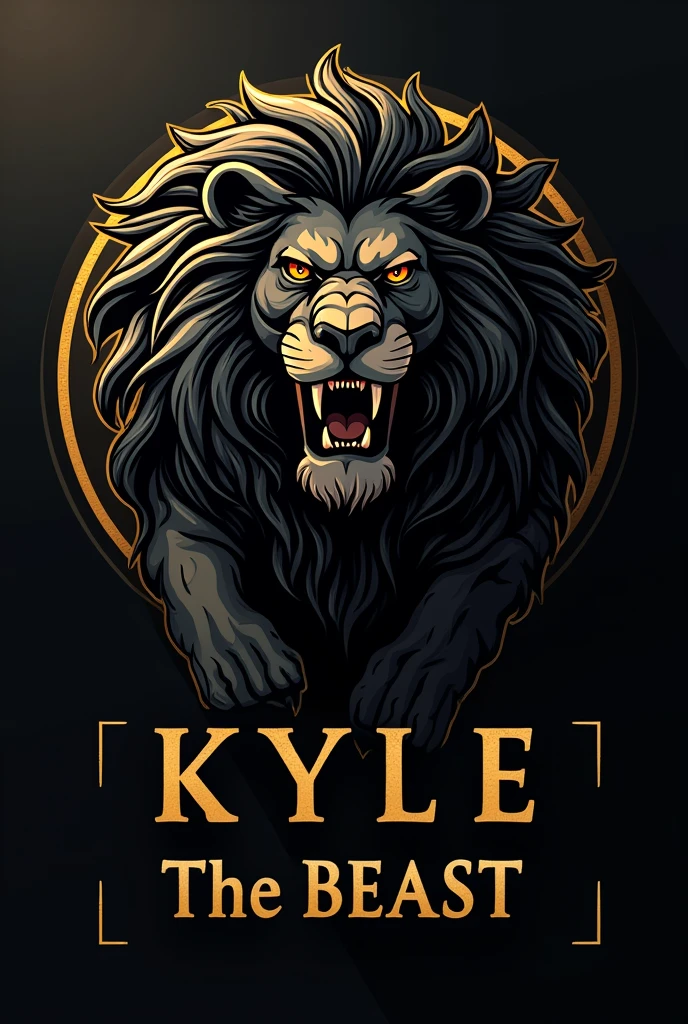 Crée un logo en forme de Lion en noir et or SOUS LENOM DE KYLE THE BEAST