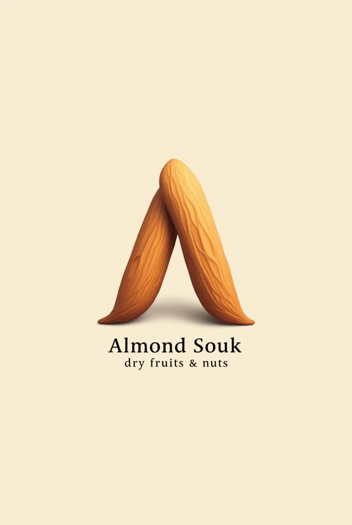 A logo for dry fruits shop named Almond Souk in which A is formed of an almond.
Written Dry fruits & nuts under the logo