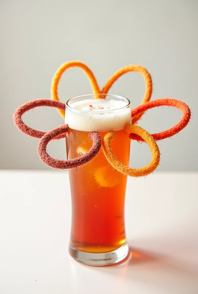  Use five rubber bands arranged in a circle, as if they were the petals of a flower, with a glass of michelada in the center.