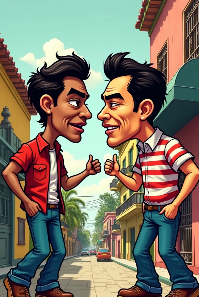 Illustrates in a cartoon a criticism of Americanization in Latin America today