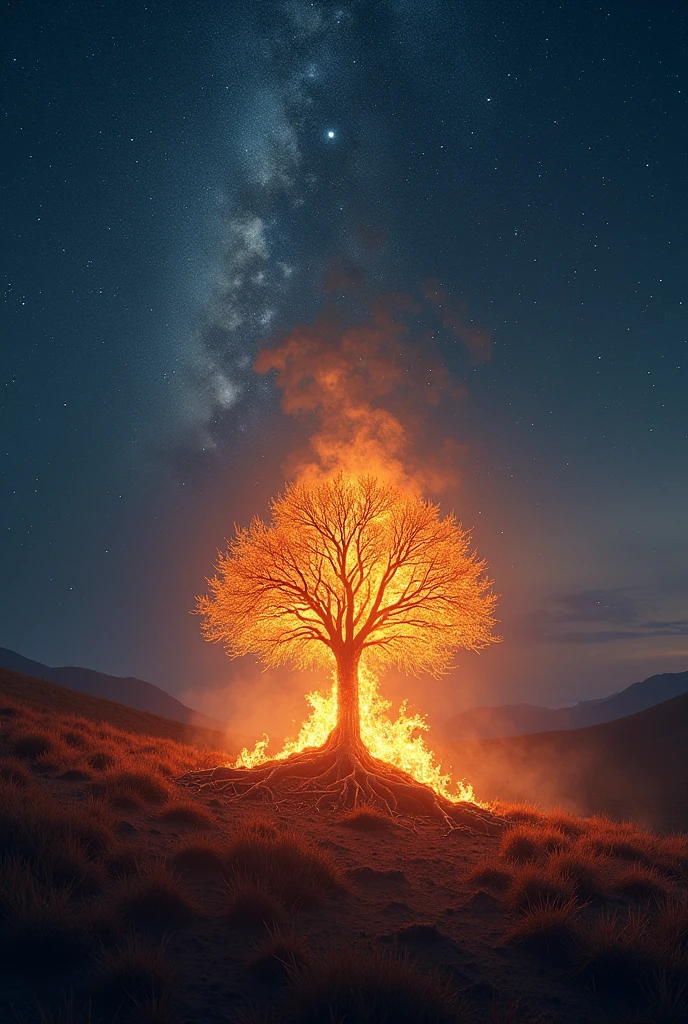 burning bush on a starry night