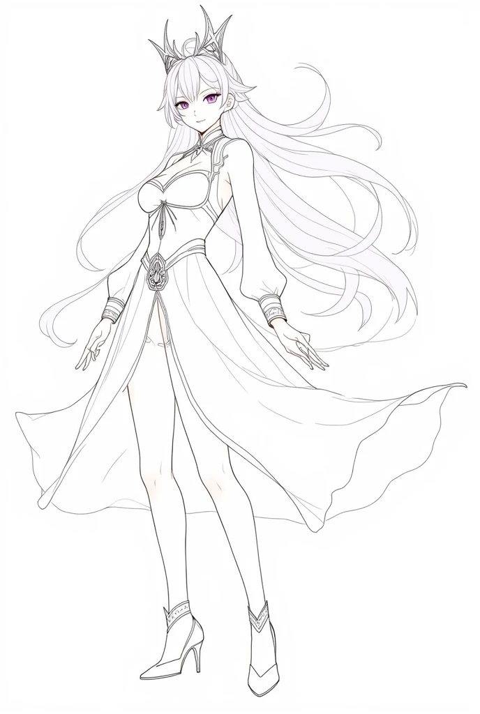 Genshin character line art keqing