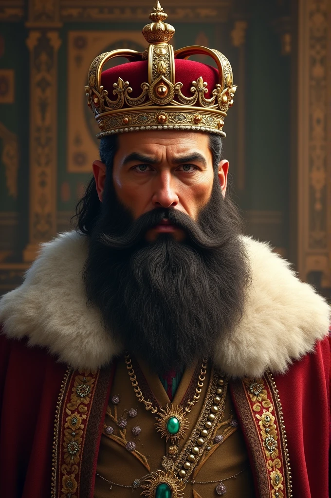 Give me a man with beard and crown 