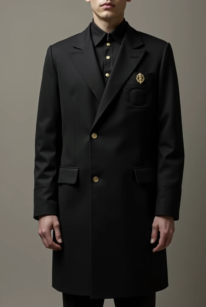 Create a men&#39;s uniform, black loose to the body but elegant and comfortable and with the Vatican logo 
