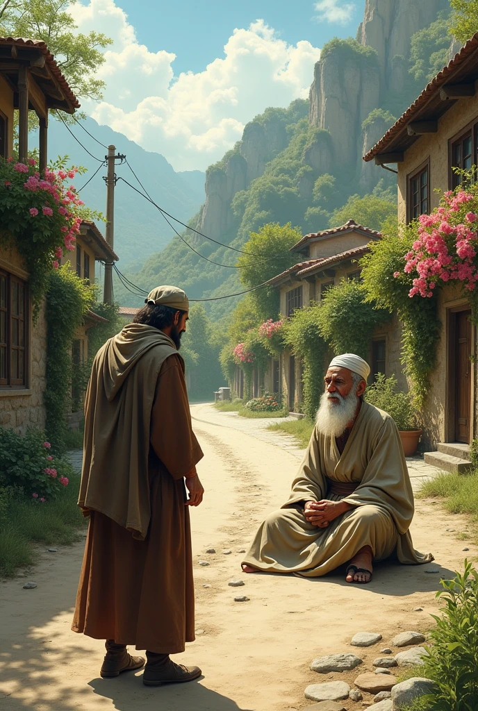 A man came on the road of the beautiful village and spoke to Baba, an Islamic dervish