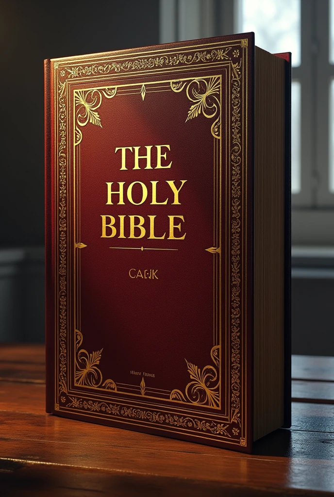 A large book on its cover has a name called the Holy Bible
