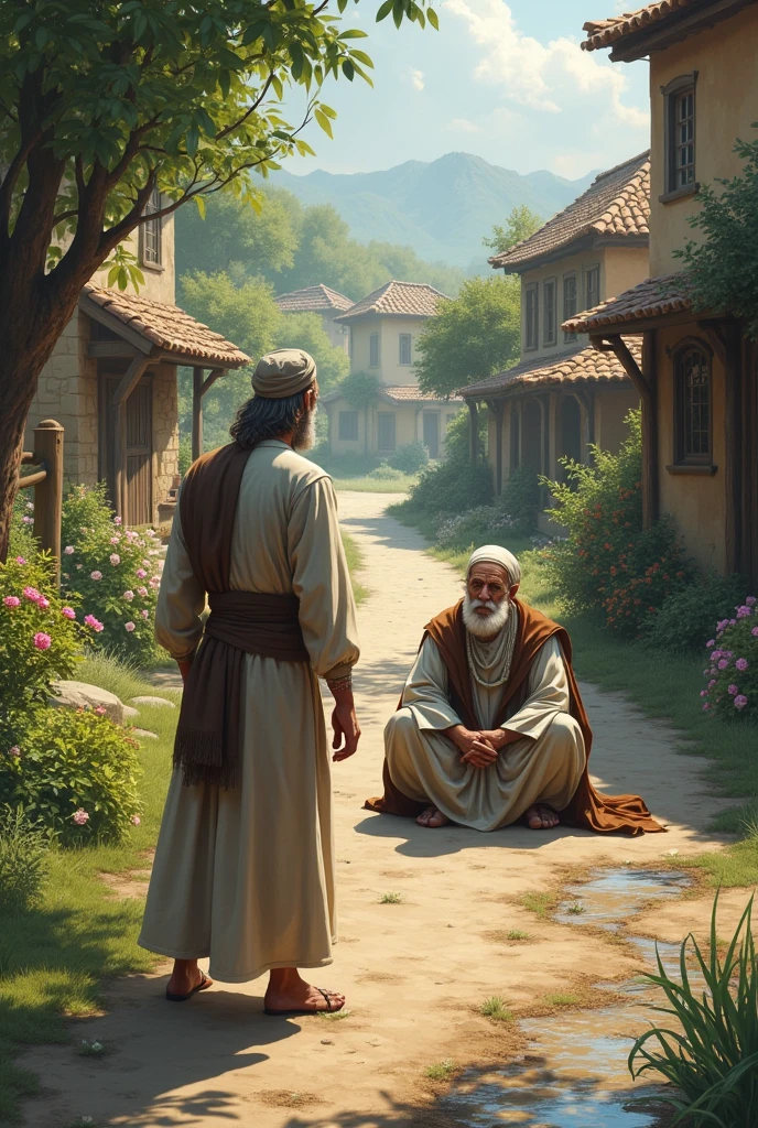 A man came on the road of the beautiful village and spoke to Baba, an Islamic dervish
