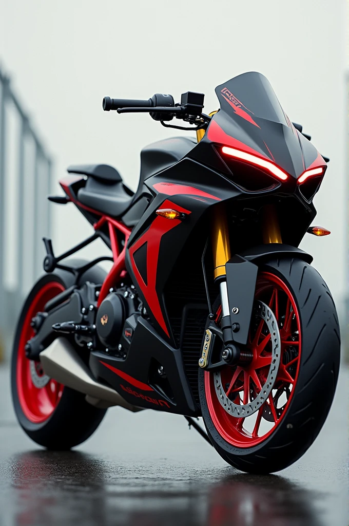 Motorcycle painted black and red 