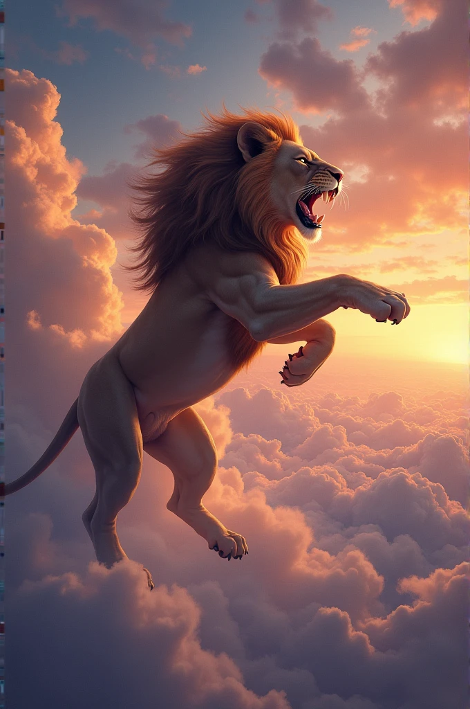 Lion fighting inthe sky