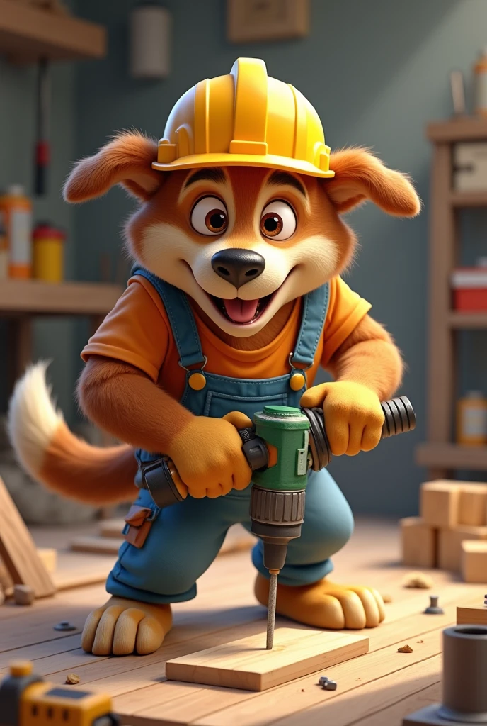 A dog drilling