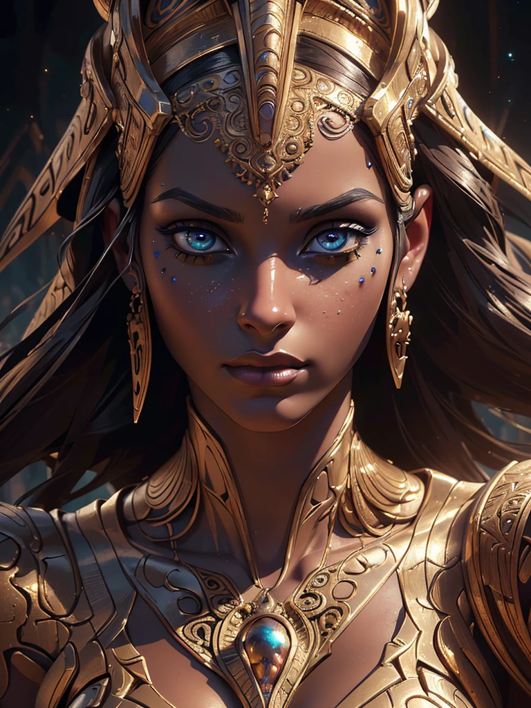 (hyperrealistic,photorealistic,8k,best quality,masterpiece:1.2),ancient Egyptian alien woman,(beautiful detailed eyes,beautiful detailed lips,extremely detailed face and features),(digital painting,cinematic lighting),(futuristic elements,advanced technology),(dramatic lighting,moody atmosphere),(complex detailed elaborate background),(intricate ornate details),(dynamic pose,powerful expression),cinematic composition,striking colors,unreal reality