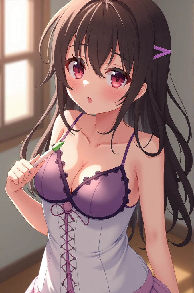 Anime girl sticks a dildo in her pussy