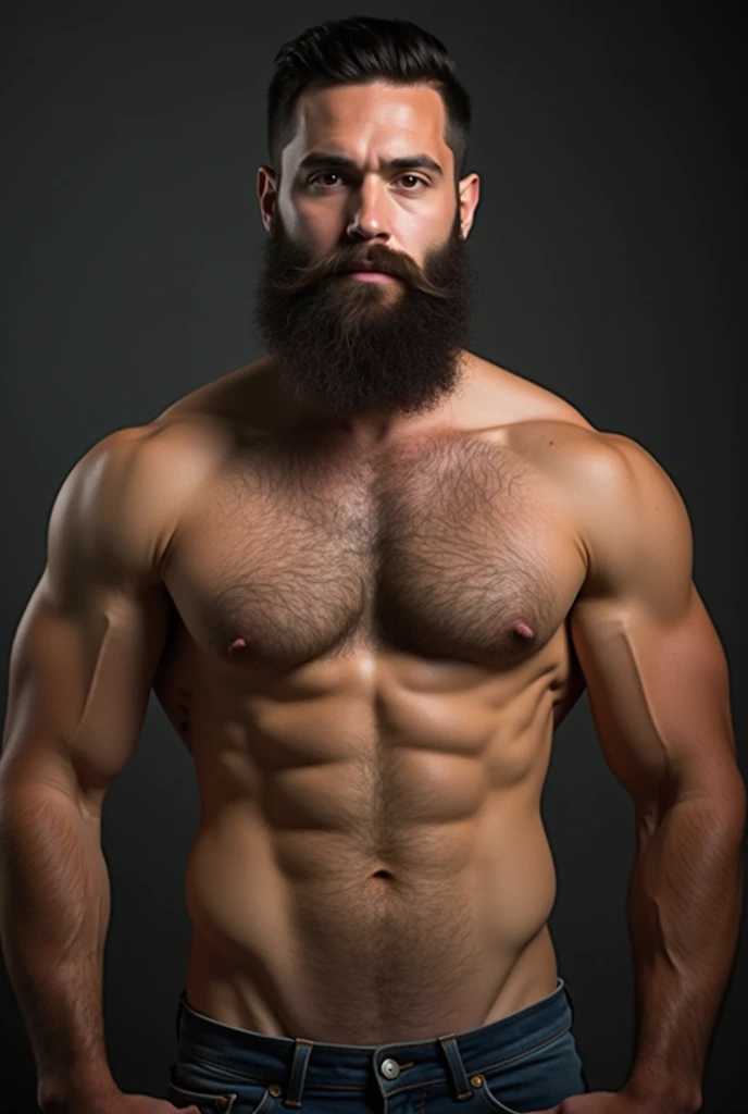 Man with erect penis and beard