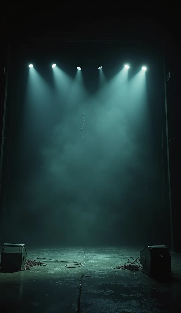 Dvd screen grab, dark fantasy, from 1980's dark fantasy film,low resolution dark candid, in the style dark fantasy, stage, music stage, dark fantasy music stage, at night, empty stage